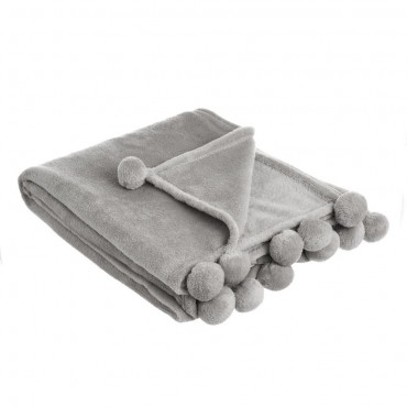 MANTA C/ POMPONS CANDY CINZA 130X160CM
