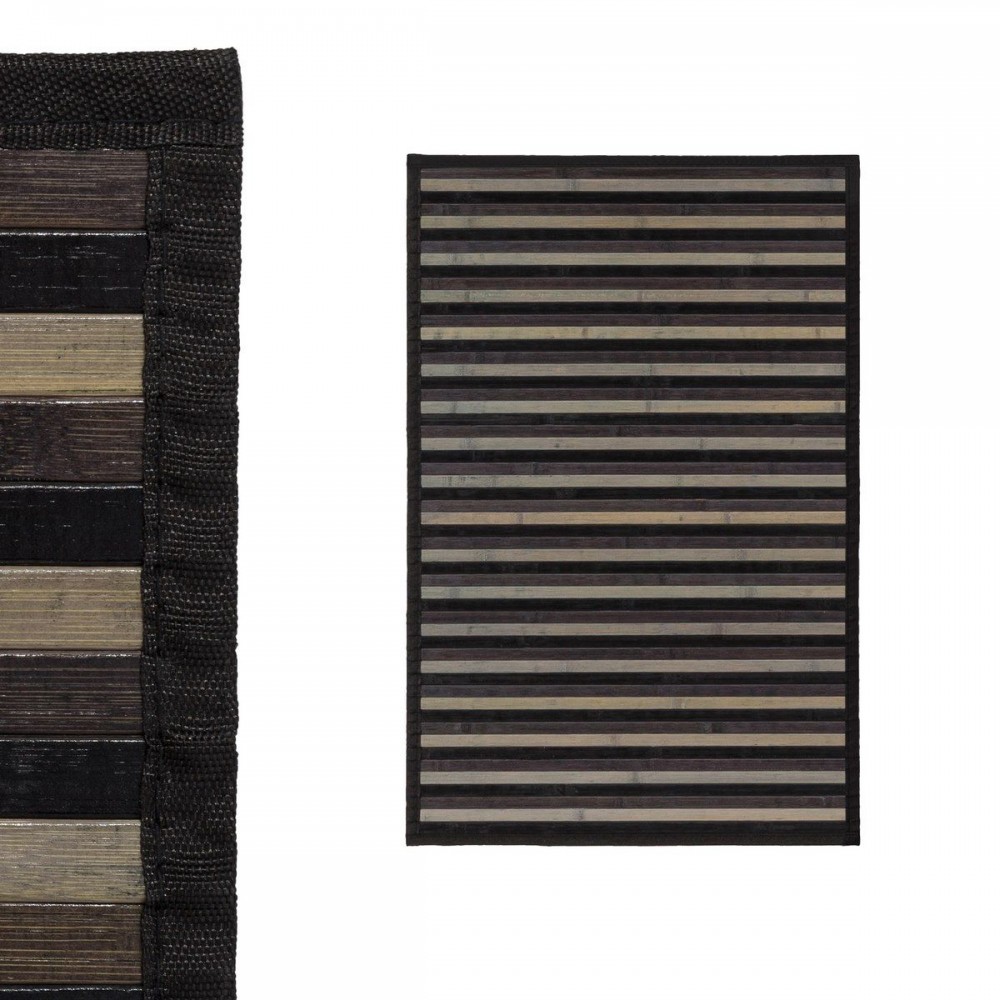 TAPETE RISCAS CINZA BAMBÚ 60 X 90 CM