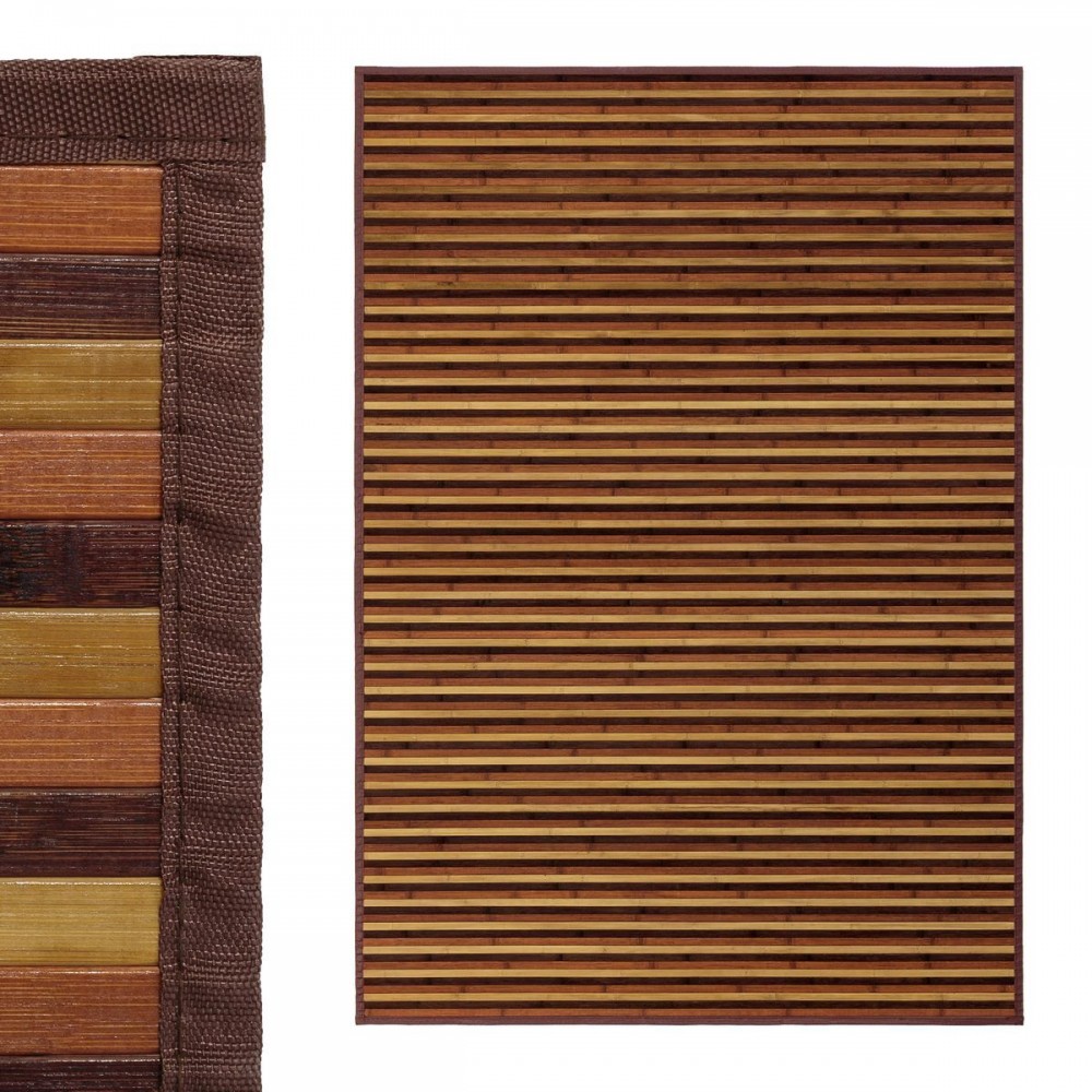 TAPETE RISCAS CASTANHO BAMBÚ 140 X 200 CM