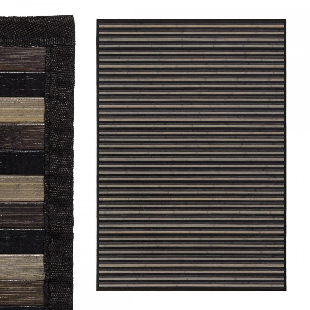 TAPETE RISCAS CINZA BAMBÚ 140 X 200 CM