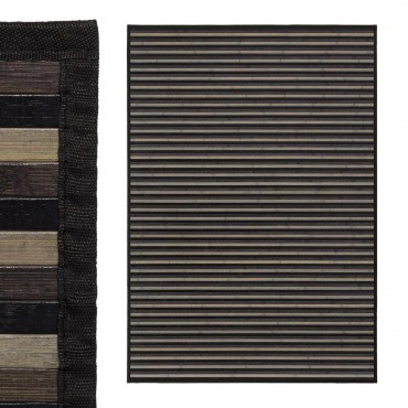 TAPETE RISCAS CINZA BAMBÚ 140 X 200 CM