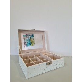 GUARDA JOIAS POLIPELE 24,3X18,3X8,7CM BRANCO