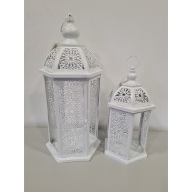CONJUNTO 2 LANTERNAS METAL BRANCO