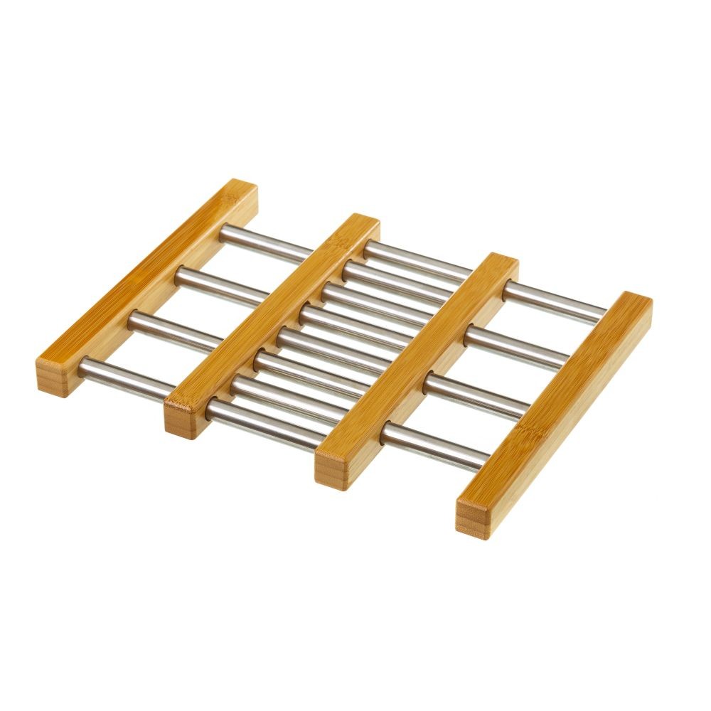 SUPORTE P/ TACHOS REGULÁVEL BAMBU/AÇO 21X22X2CM