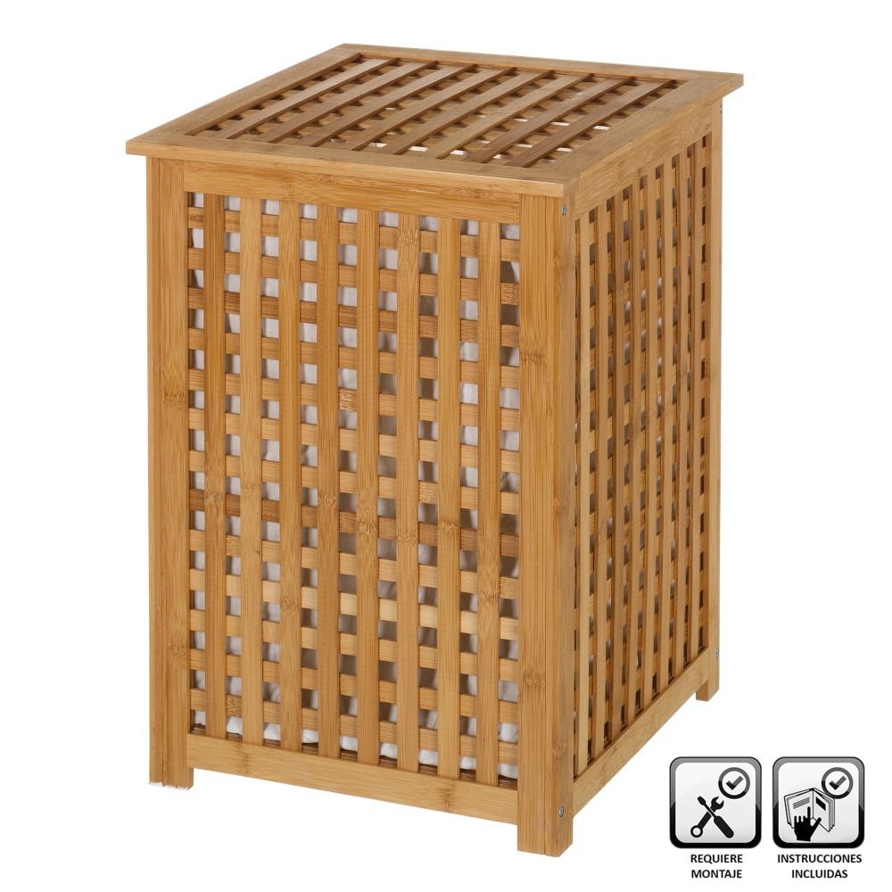 CESTO P/ ROUPA BAMBU 40X40X58CM