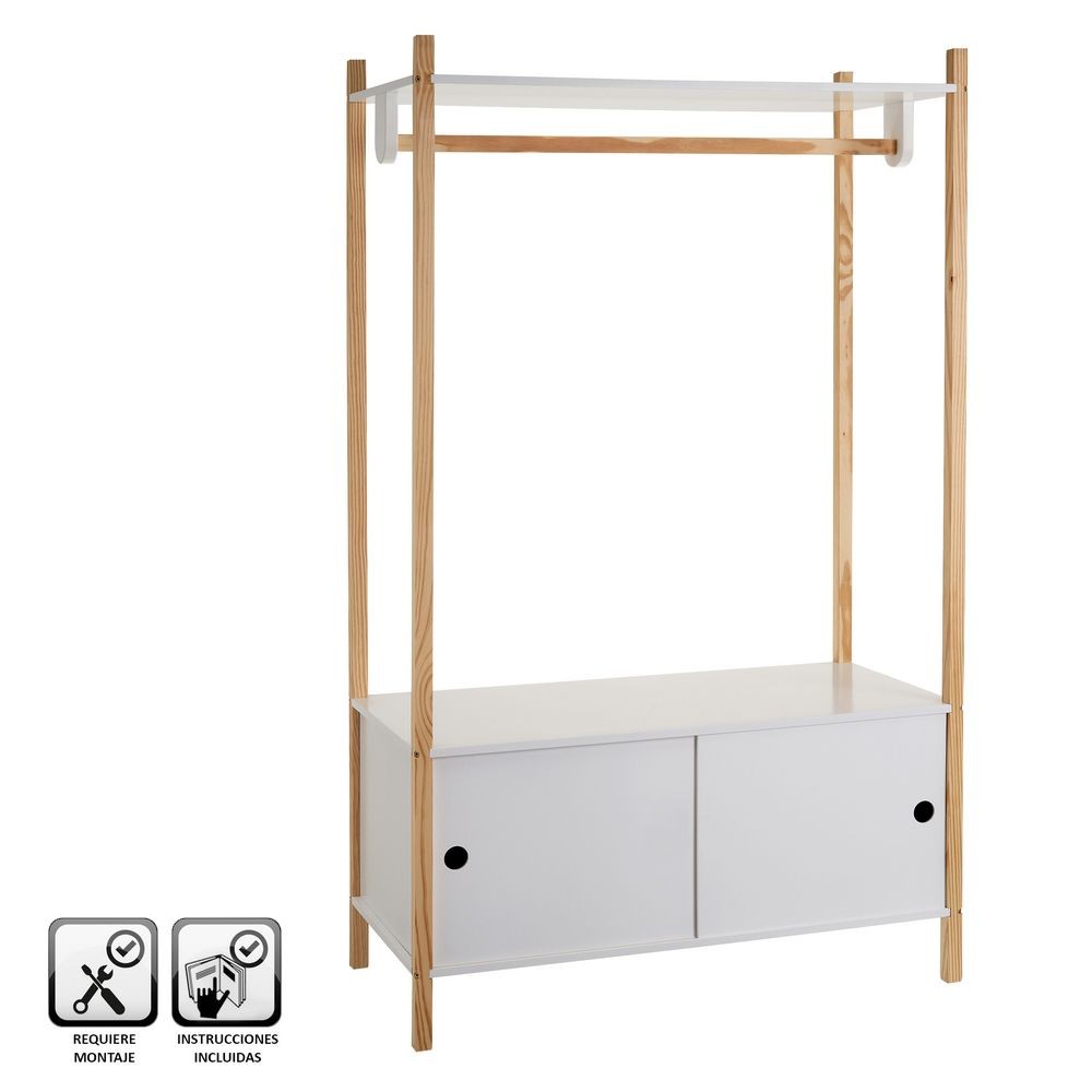 MÓVEL C/ CABIDE MDF/PINHO BRANCO 80X40X136CM