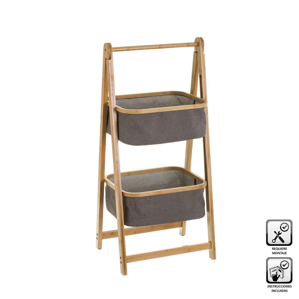 MÓVEL C/ 2 CESTOS TECIDO/BAMBU 45X34X109CM