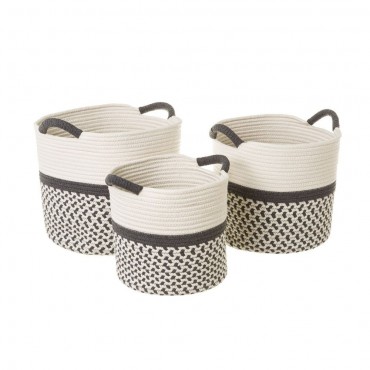 CONJ. 3  CESTOS CORDA CINZA 33X33X30CM