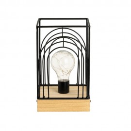 CANDEEIRO METAL/MADEIRA PRETO 12X12X20CM