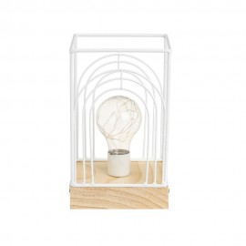 CANDEEIRO METAL/MADEIRA BRANCO 12X12X20CM