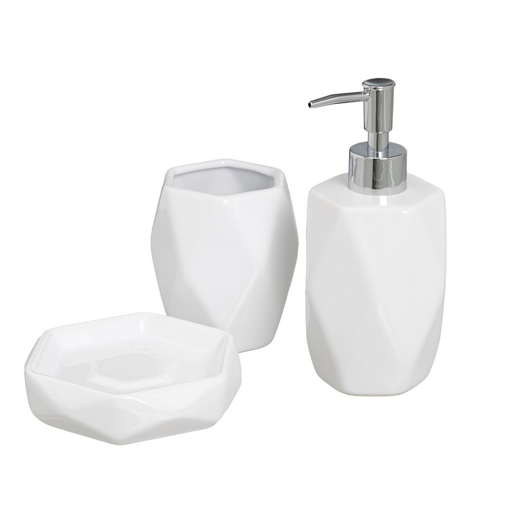 CONJUNTO 2 PEÇAS CASA BANHO CERAMICA BRANCO