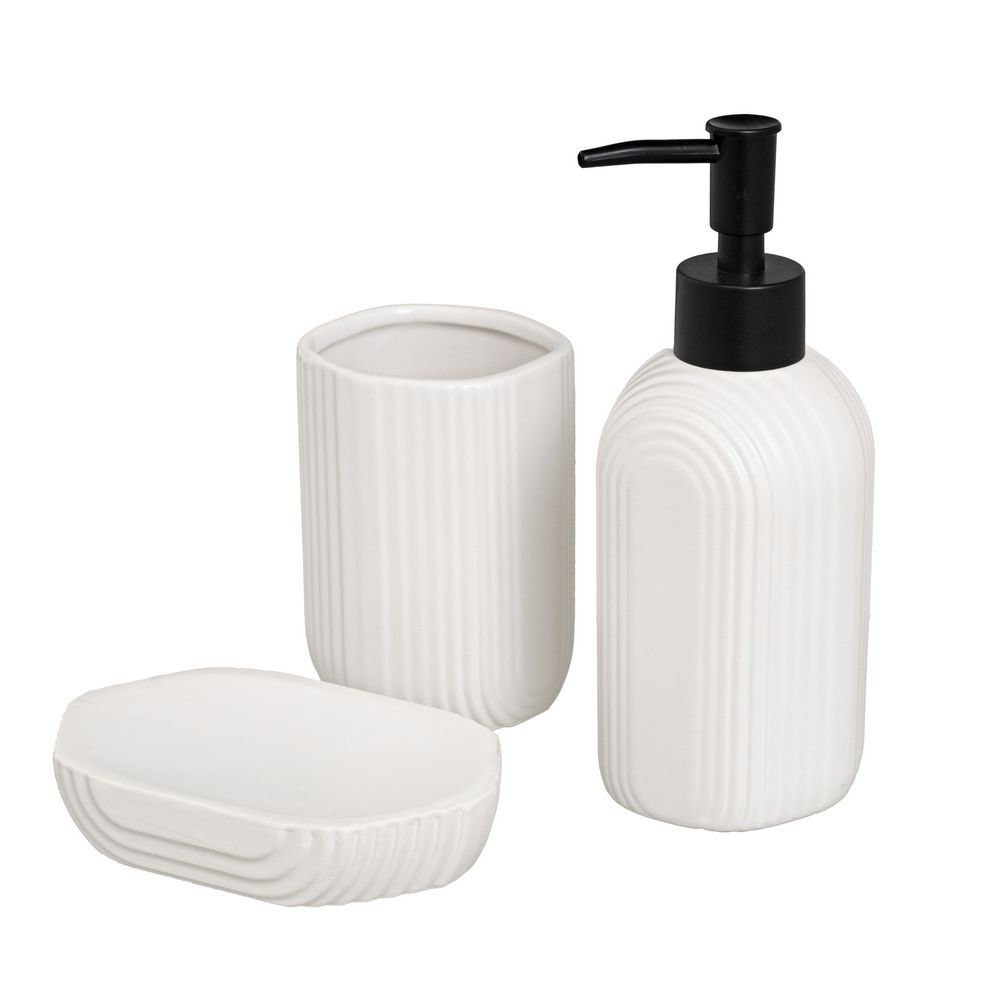 CONJUNTO 2 PEÇAS CASA BANHO CERAMICA BRANCO